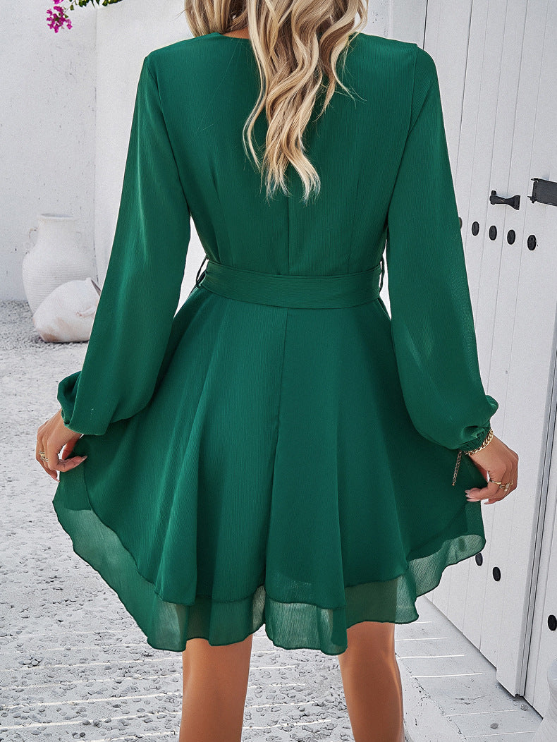 Elegant Long Sleeves Women Short Dresses