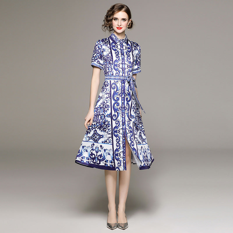 Fashion Designed Floral Midi Dresses with Belt