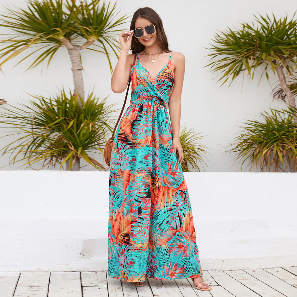 Casual Bohemian V Neck Summer Holiday Dresses