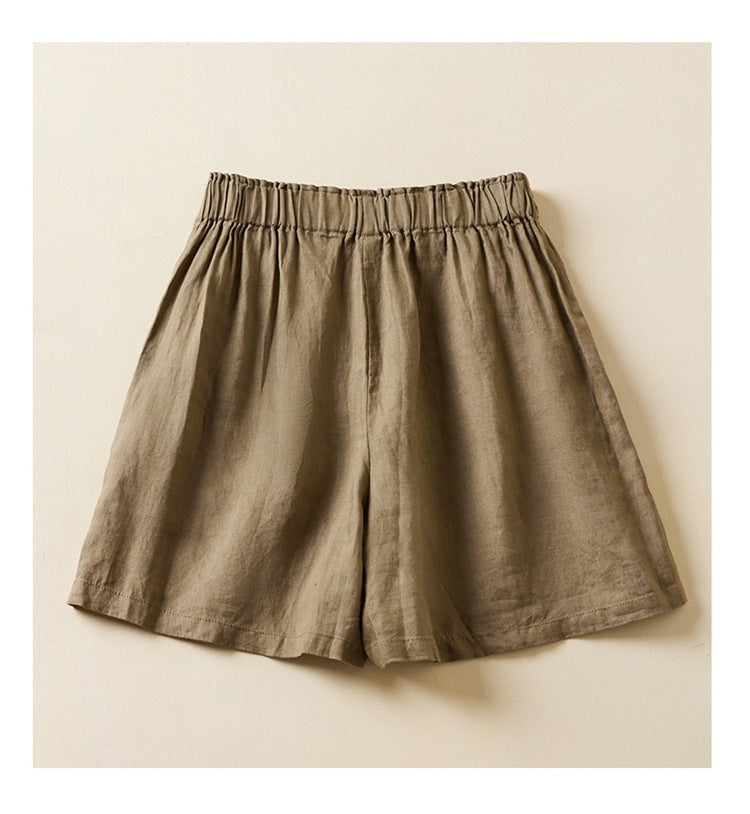 Casual Linen Elastic Waist Summer Plus Sizes Shorts