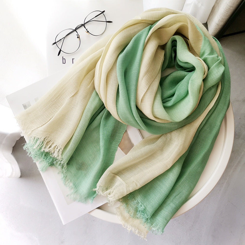 Simple Cotton and Linen Scarf Women's Gradual Versatile Silk Scarf