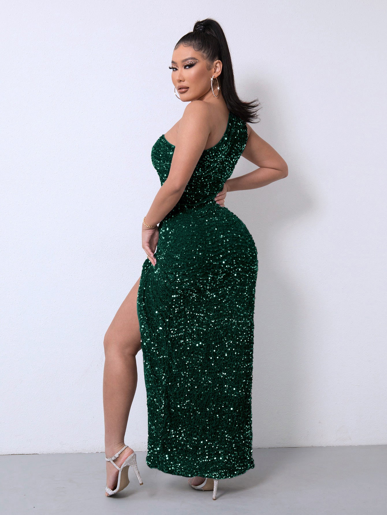 Sexy Fashion One Shoulder Sleeves Party Dresses