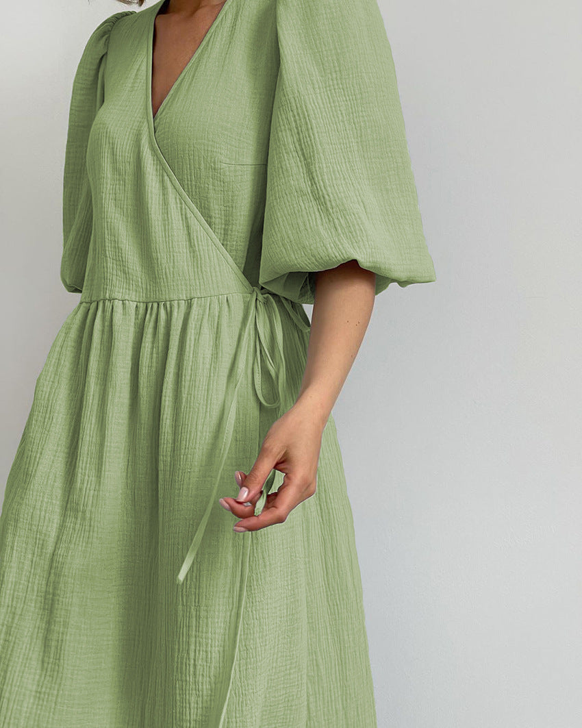 Elegant Cotton Summer Short Sleeves Midi Dresses