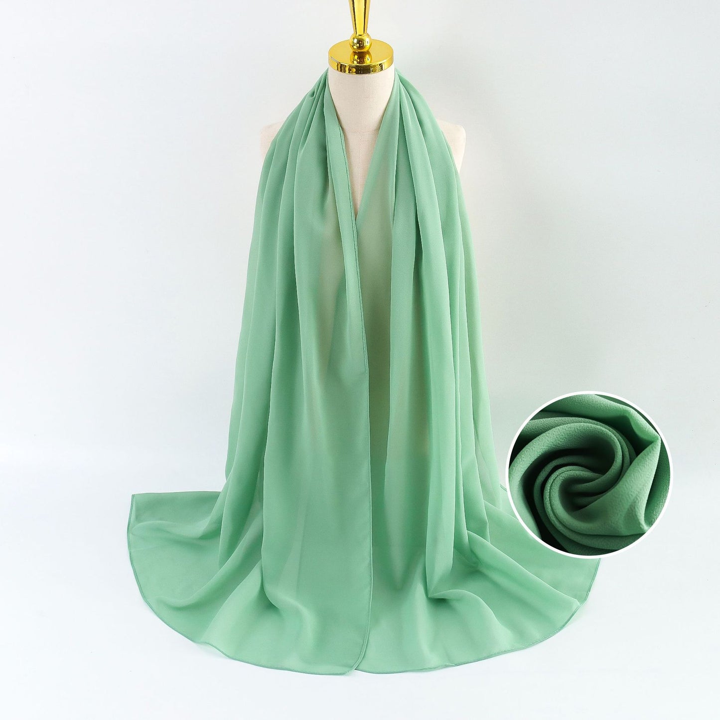 Women Pearl Chiffon Scarf Solid Color Bubble Towel Versatile Scarves