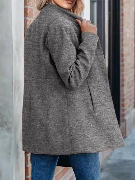 Fashion Long Sleeves Wool Overcoat with Pockets