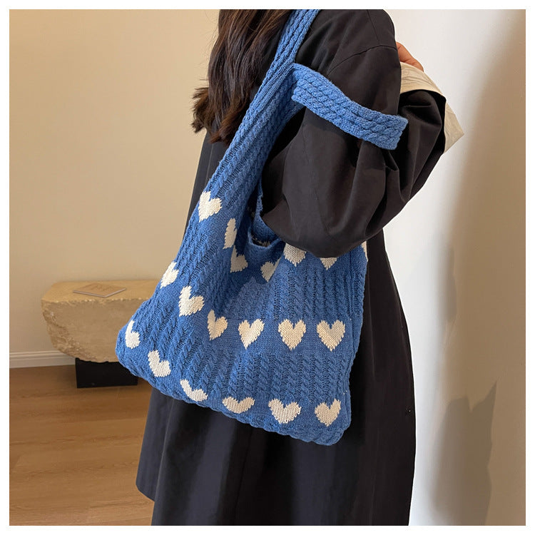 Casual Summer Knitted Wave Sweetheart Shoulder Bags