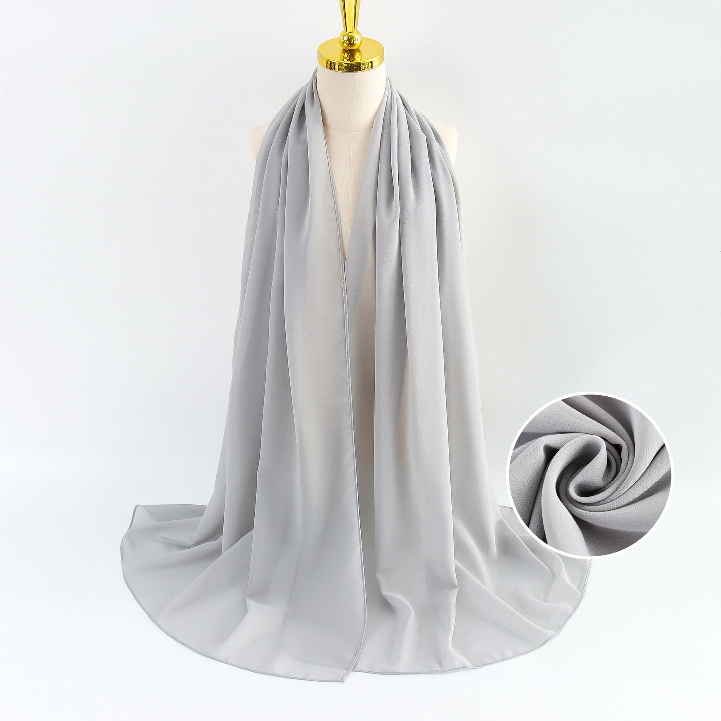 Women Pearl Chiffon Scarf Solid Color Bubble Towel Versatile Scarves