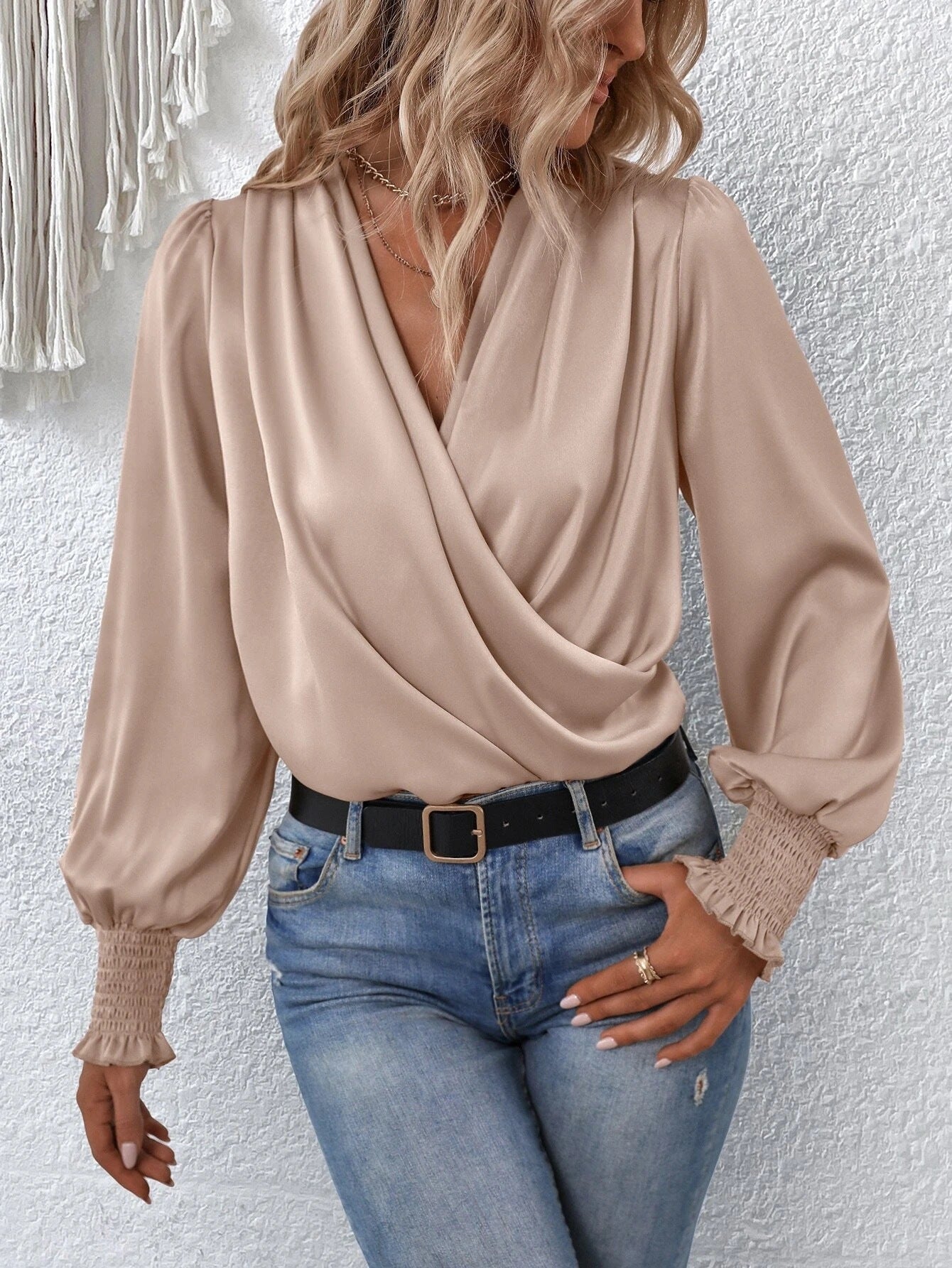 Elegant V Neck Long Sleeves Blouses Shirts