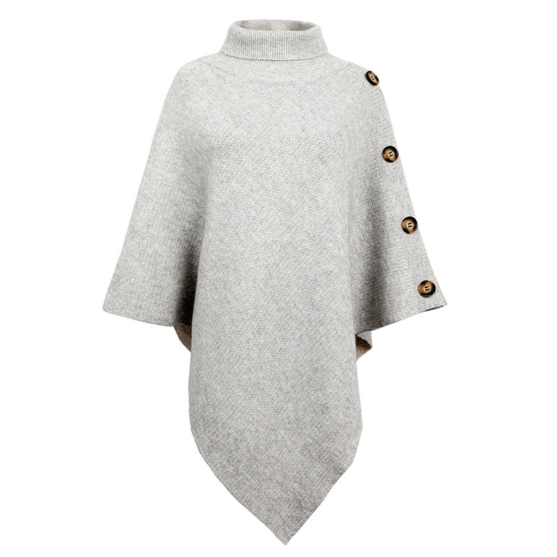 Casual High Neck Knitted Cloak Coats for Women