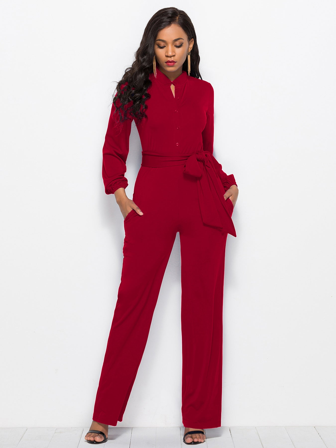 Fashion Long Sleeves Wide Legs Jumpsuits Romper for Women