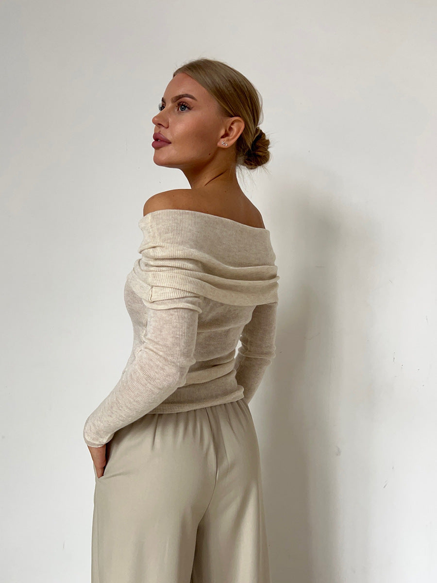 Sexy Off The Shoulder Long Sleeves Knitted Shirts