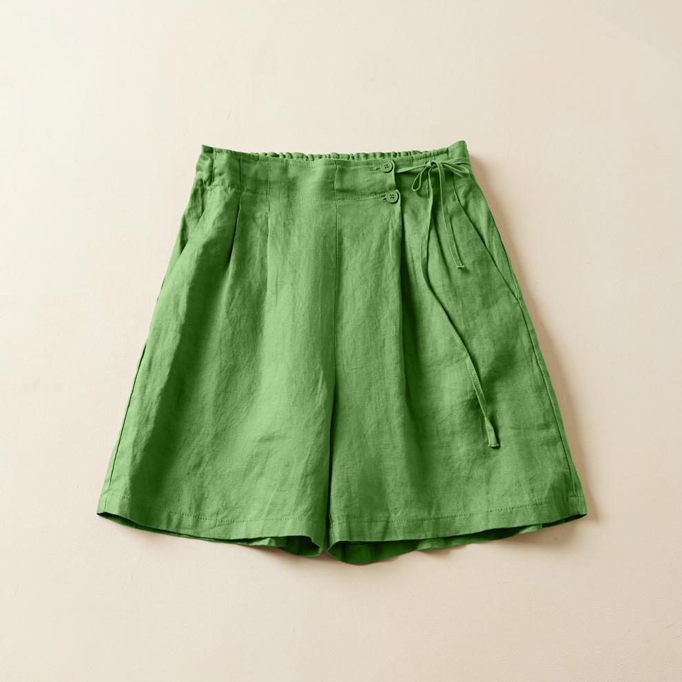 Casual Linen Elastic Waist Summer Plus Sizes Shorts