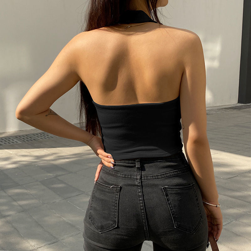 Sexy Halter Knitted Backless Tank Tops