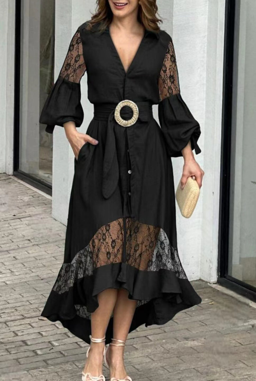 Fashion Long Sleeves Dresses with Pocket