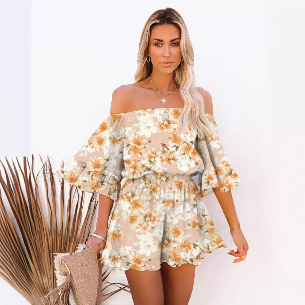 Sexy Off The Shoulder Chiffon Summer Short Jumpsuits