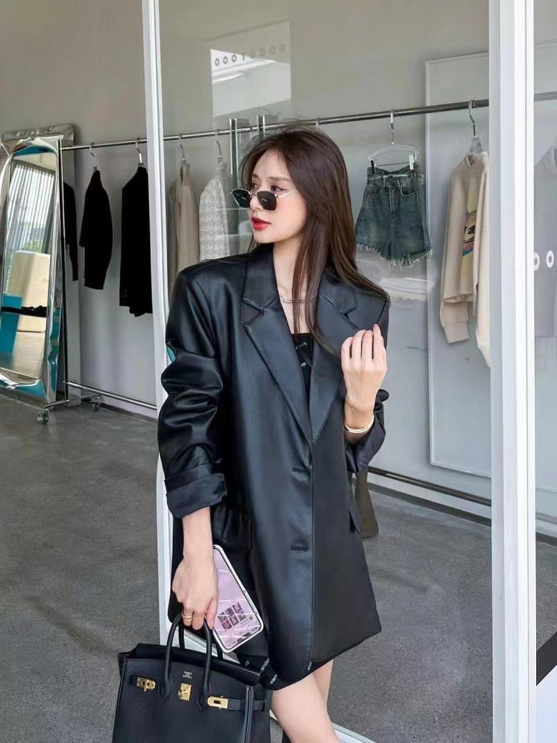 Fashion Luxury PU Leather Jacket Coats