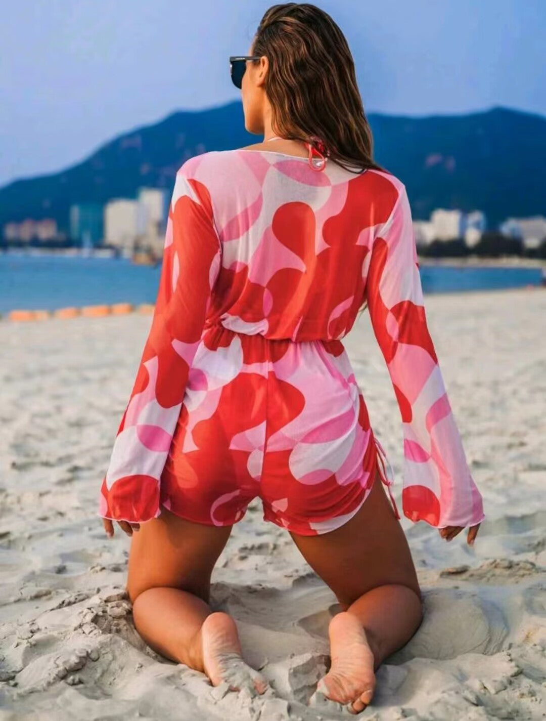 Sexy Long Sleeves Three Pieces Bikini Swimsuits