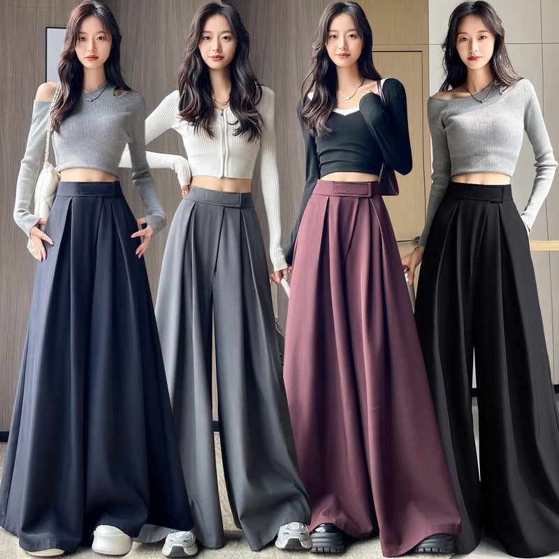 Casual High Waist Loose Wide Legs Straight Pants