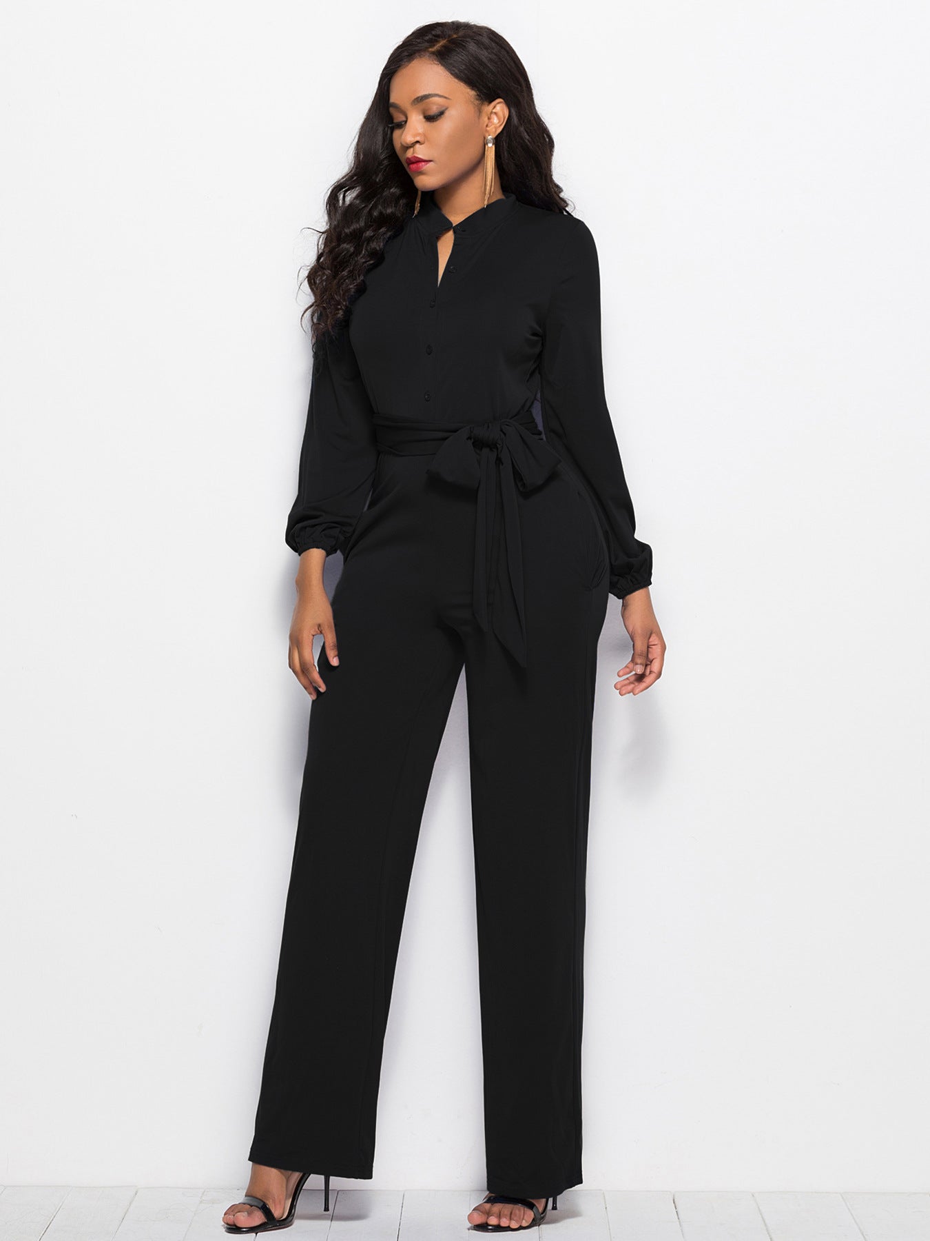 Fashion Long Sleeves Wide Legs Jumpsuits Romper for Women