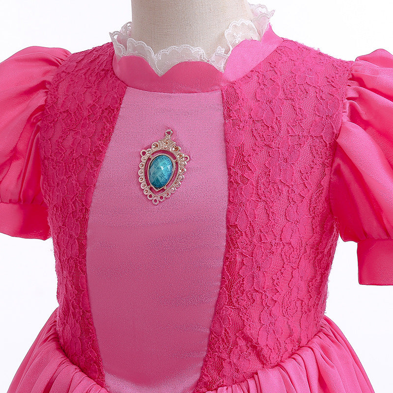 Princess Peach Puff Sleeves Cosplay Lace Dresses