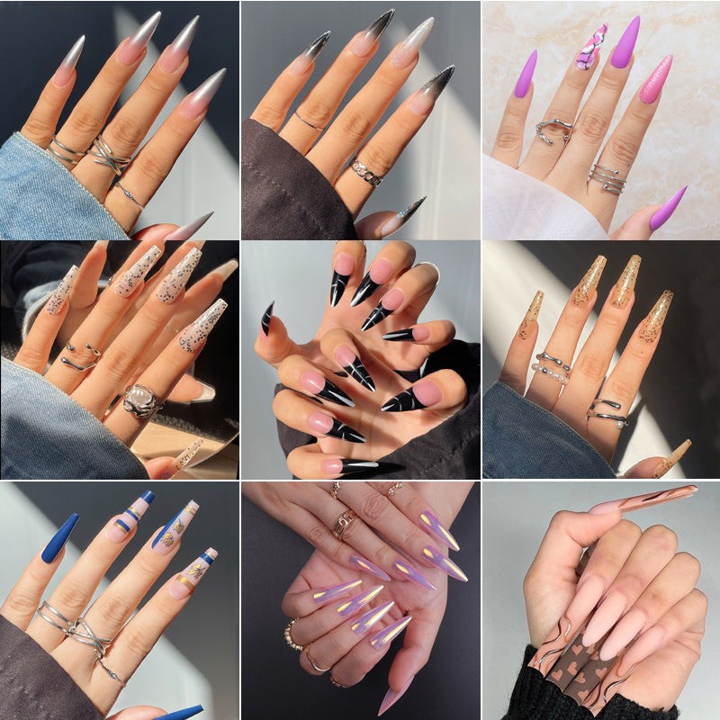 Fashion Gradient Color Extra Long Press on Nails