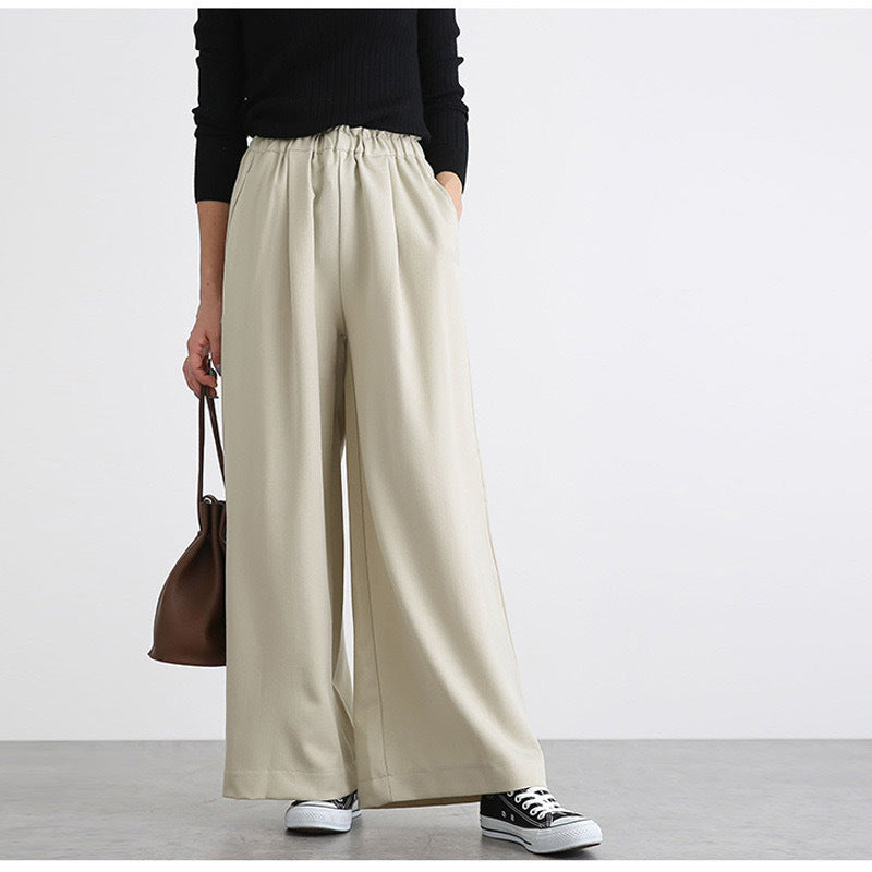 Leisure Elastic Waist Casual Wide Legs Pants