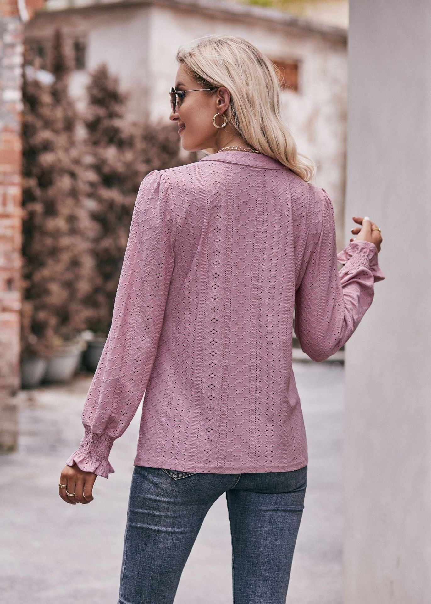 Casual V Neck Long Sleeves Fall Shirts