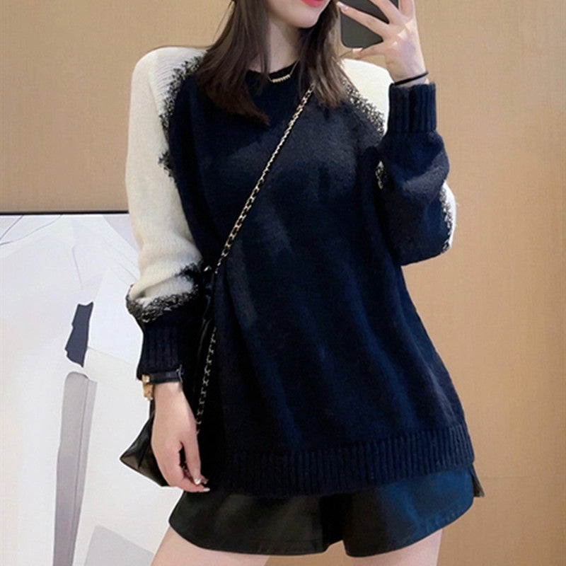 Casual Contrast Color Knitted Sweaters