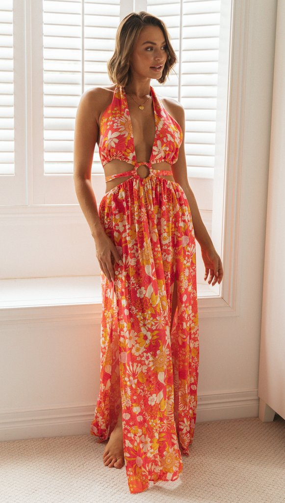 Sexy V Neck Summer Halter Long Dresses