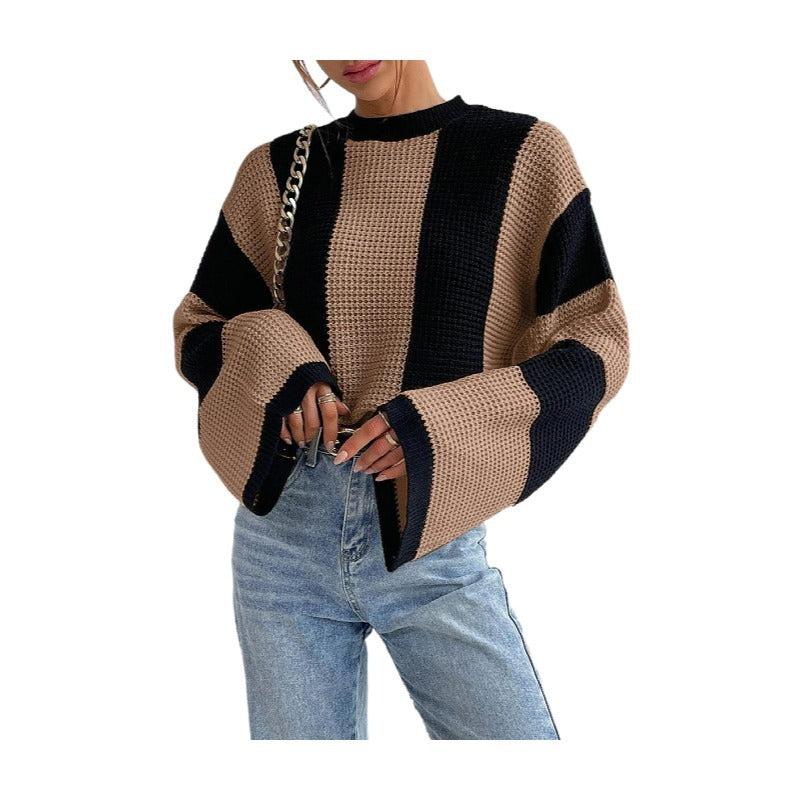 Designed Striped Knitted Sweaters