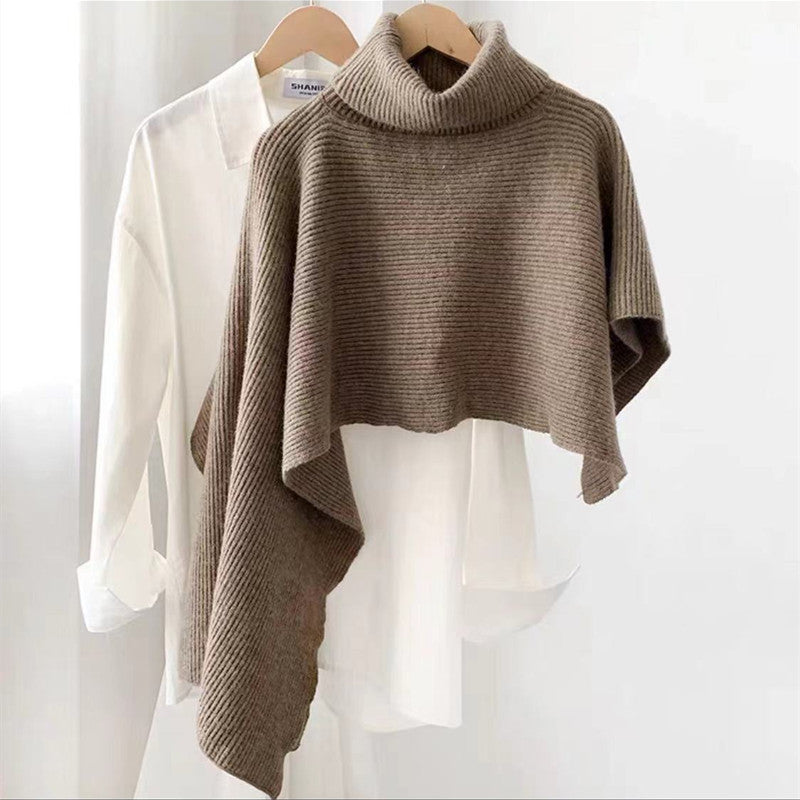 Fashion High Neck Knitted Cloak Scarves