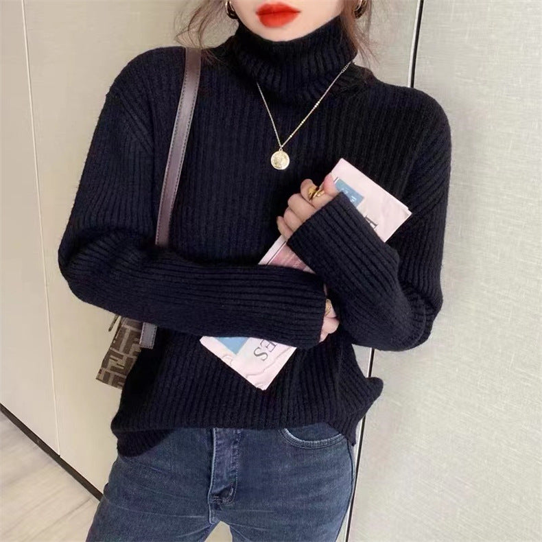 Casual High Neck Long Sleeves Knitted Sweaters