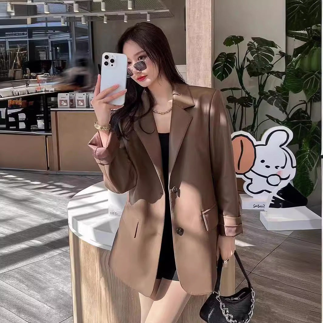 Fashion Luxury PU Leather Jacket Coats