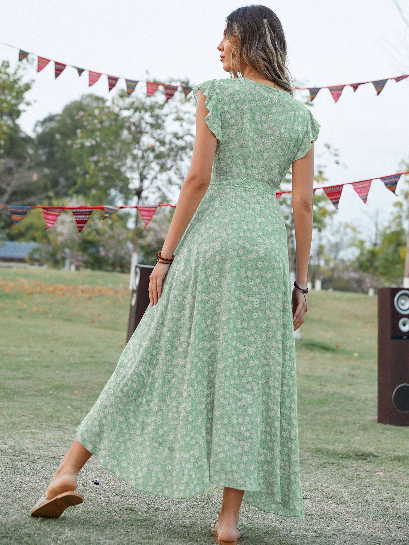 Bohemian V Neck Summer Vacation Long Dresses