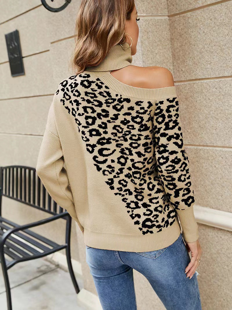 Casual Leopard Long Sleeves Knitted Sweaters