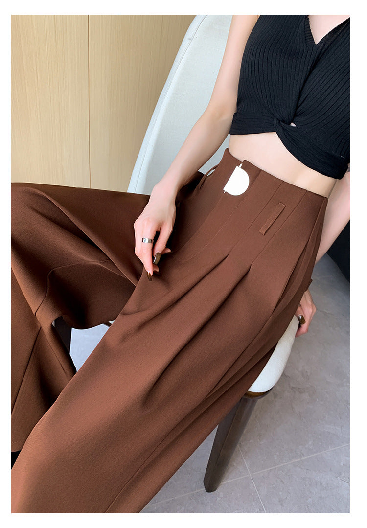 Casual High Waist Loose Long Straight Pants