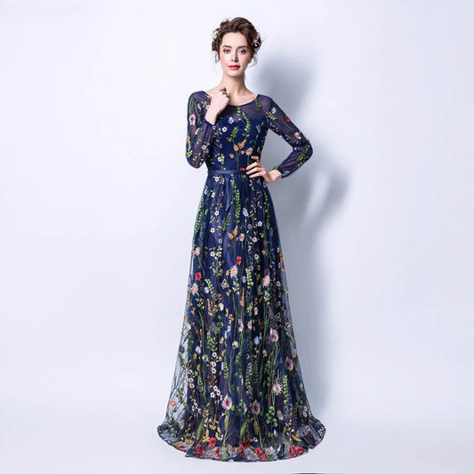 Vintage Elegant Long Sleeves Evening Dresses