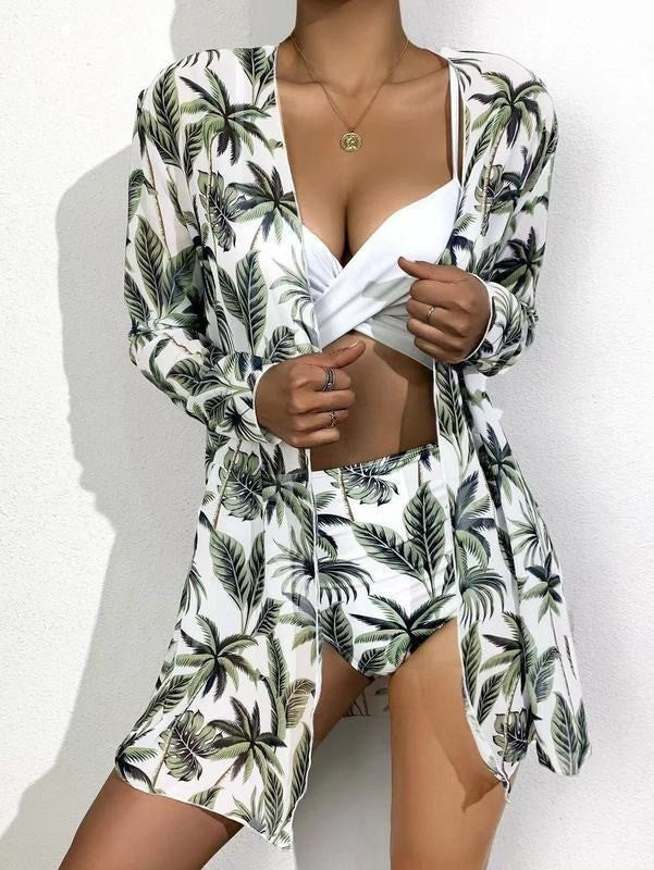 Sexy Floral Print Summer 3pcs Bikini Swimsuits for Women