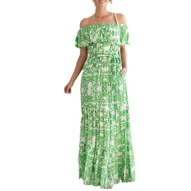Sexy Off The Shoulder Short Sleeves Long Maxi Dresses
