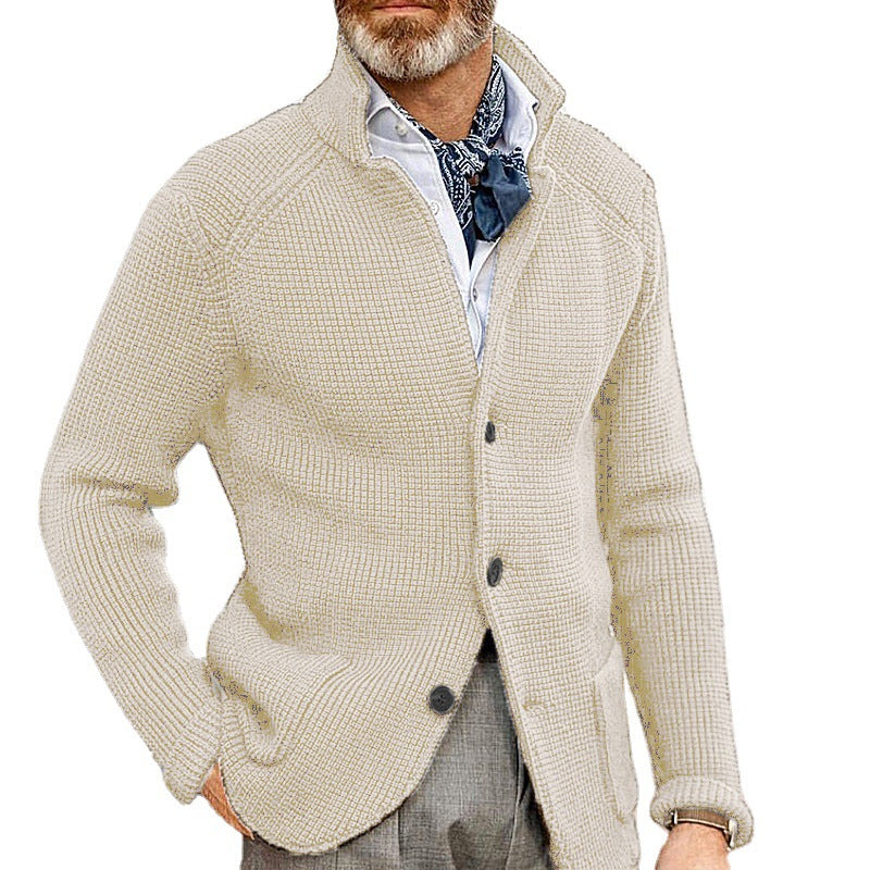 Casual Stand Collar Plus Sizes Knitted Cardigan Sweaters for Men