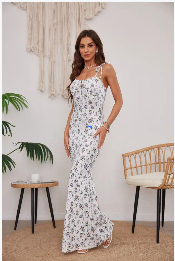 Sexy Floral Print Summer Long Sheath Dresses