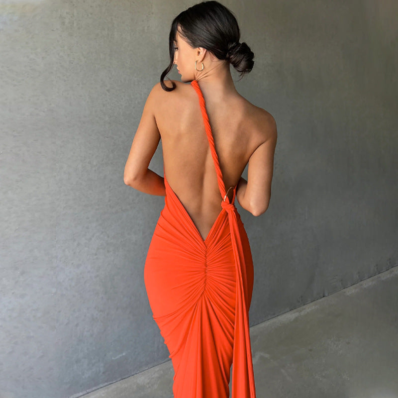 Sexy One Shoulder Sleeveless Long Evening Party Dresses
