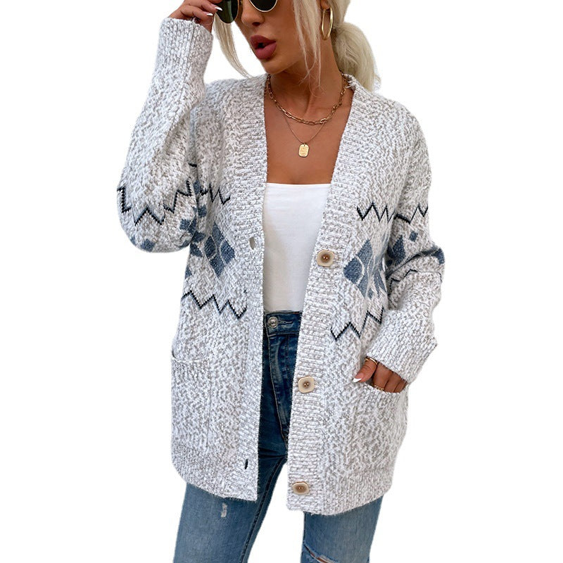 Fashion Christmas Flake Knitted Cardigan Coats