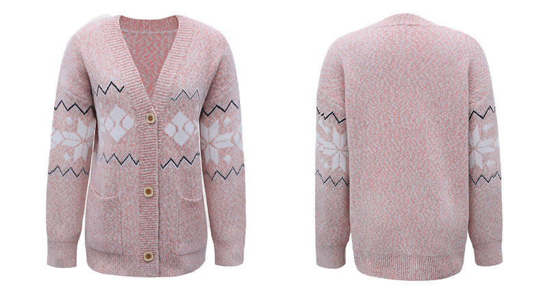 Fashion Christmas Flake Knitted Cardigan Coats