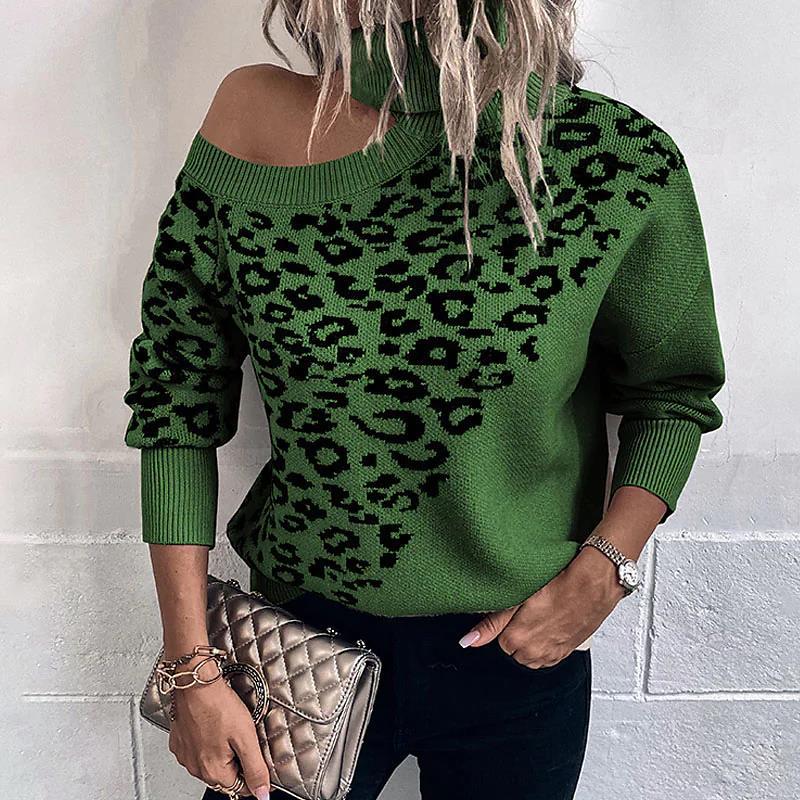 Casual Leopard Long Sleeves Knitted Sweaters