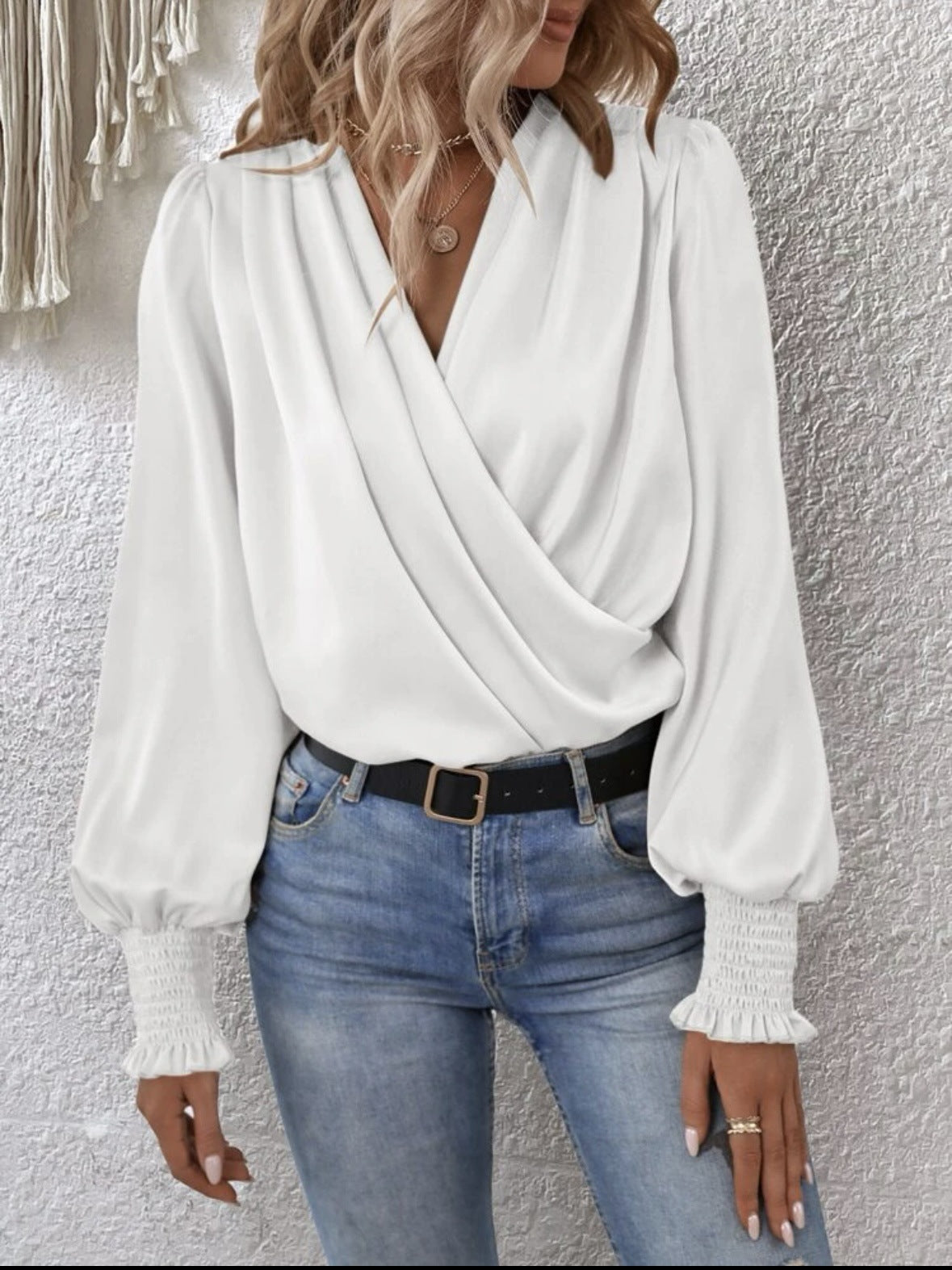 Elegant V Neck Long Sleeves Blouses Shirts