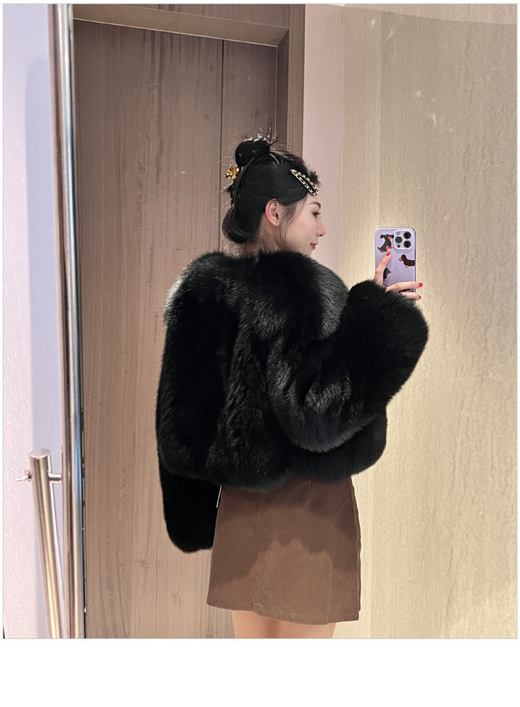 Designed Faux Fox Fur Warm Short Coats