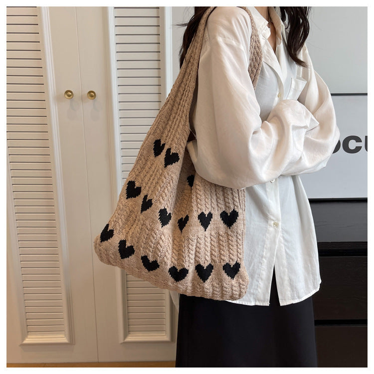 Casual Summer Knitted Wave Sweetheart Shoulder Bags