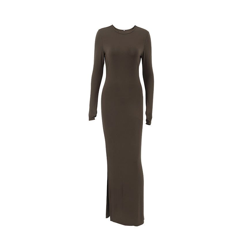 Vintage Brown Long Sheath Dresses