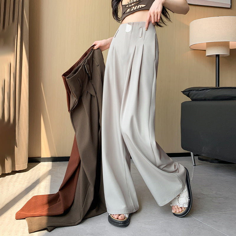 Casual High Waist Loose Long Straight Pants